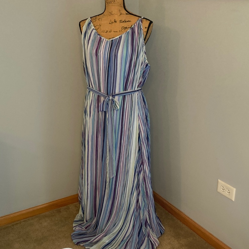 Lane Bryant NWOT Multicolor Stripe Pastel Maxi Dress Women Size 26/28